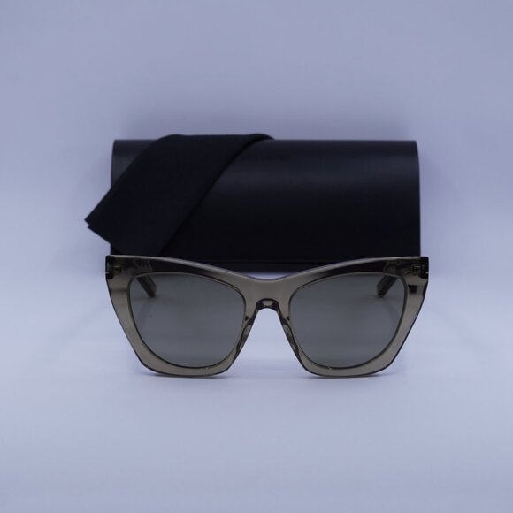 Saint Laurent SL214 KATE 025 Cat Eye Sunglasses - Transparent Brown/Grey - Picture 3 of 12